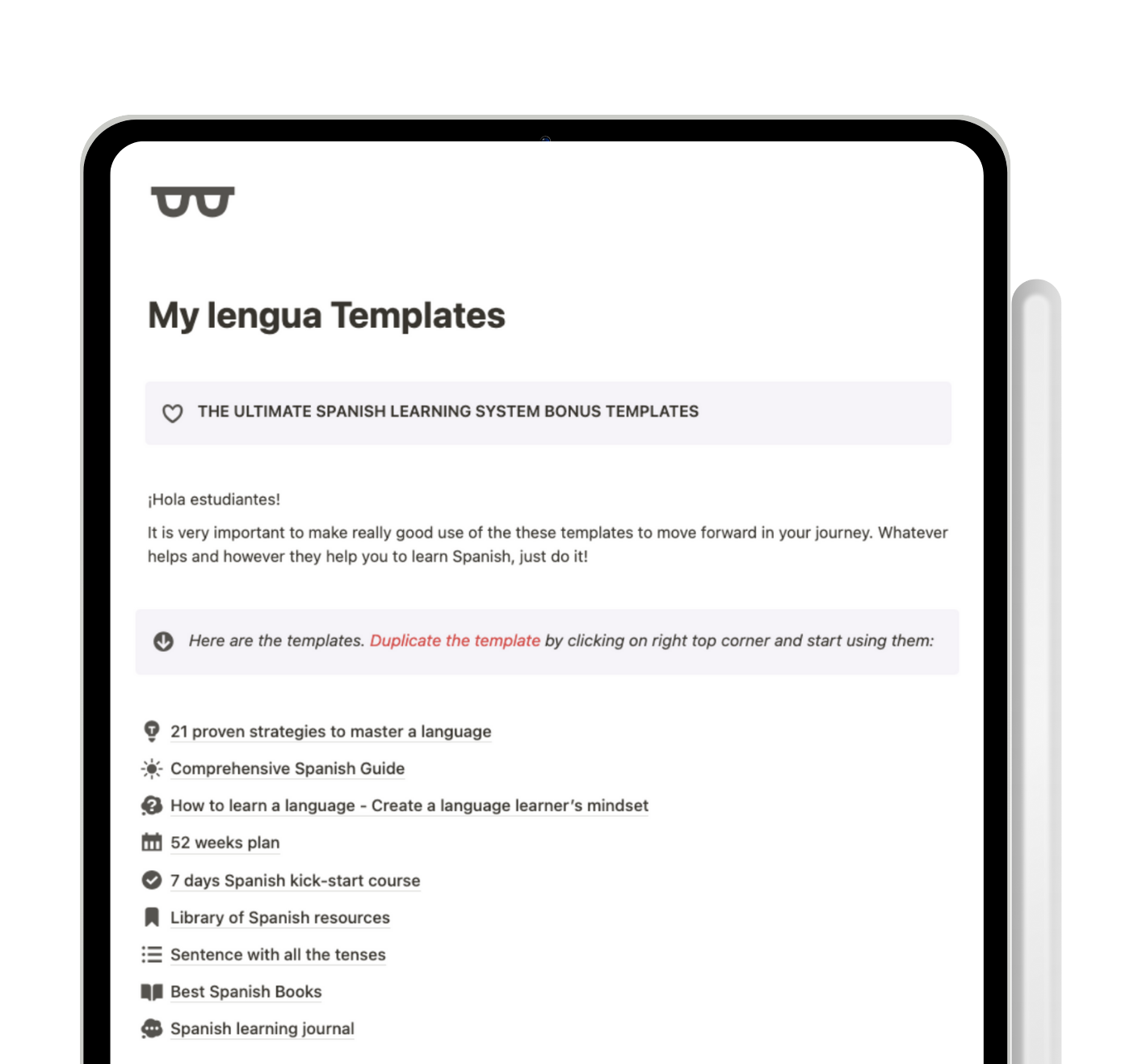 My Lengua Notion Templates